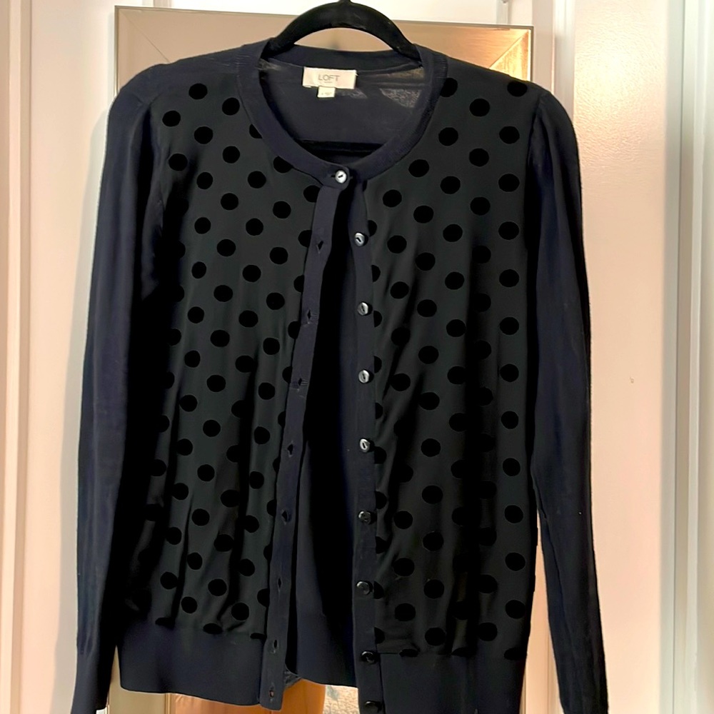 Loft Polka Dot Cardigan Sweater